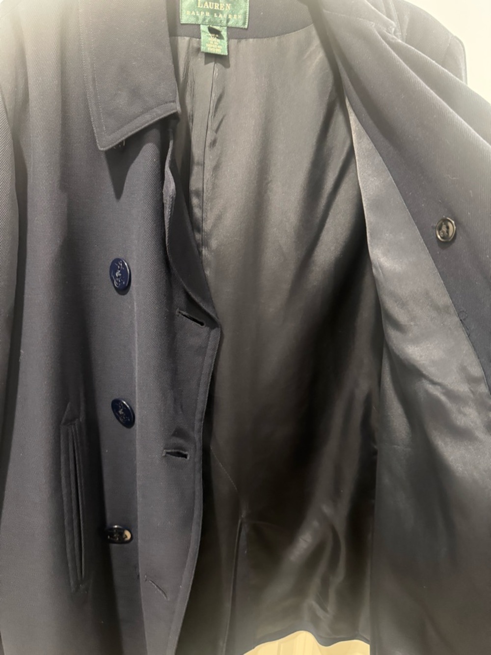 Lauren Ralph Lauren Navy Double-Breasted Peacoat - Picture 7 of 8